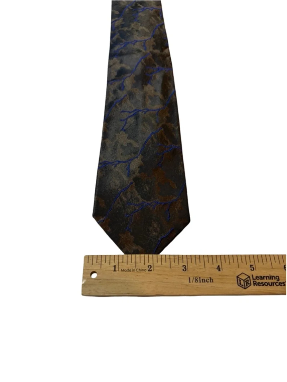 Hugo Boss Silk Tie Brown Abstract Camo Blue Branch Pattern Designer Luxury